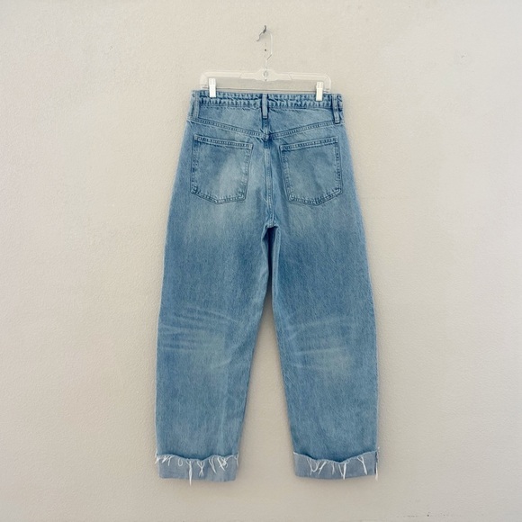 Frame Barrel Jeans 29 Raw Cuff Curved Rhode Light Wash Denim Blue Classic - Picture 8 of 15